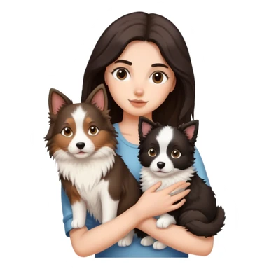 Girl holding a cat and a Border collie dog sticker