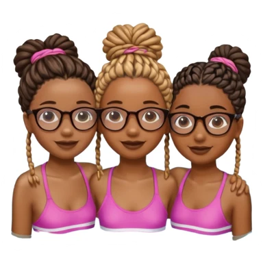 3 black girls im the pool having fun, one is tall caramel skin and slim with glasses and coller bone mini twists, the other is dark skin with no glasses and neck shoulder length mini twists and the last girl is short and chubby with box braids and no glasses  sticker