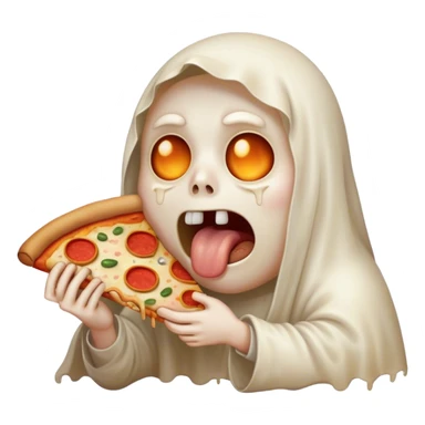 sad crying ghost eating pizza sticker