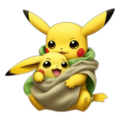 Pikachu holding baby yoda sticker