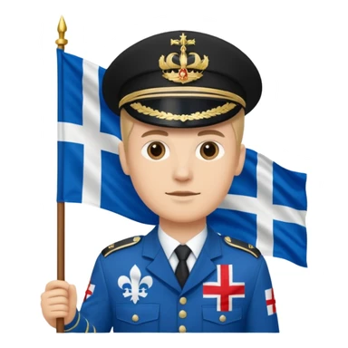 military man with the flag of Quebec in the background sticker
