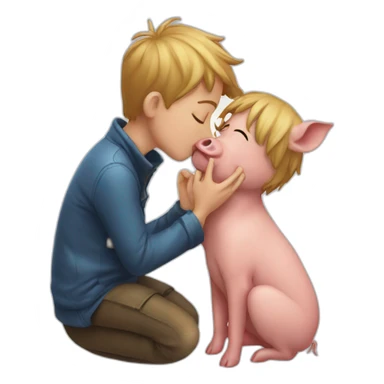 pig boy kiss sticker