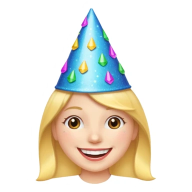 party hat with sparkles and a big smile, cheerful vibe sticker