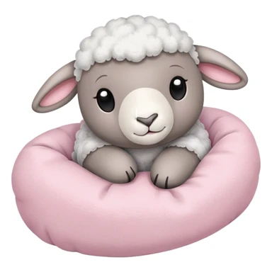 grey lamb stuffed animal in pink sleeper sticker