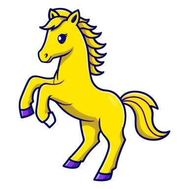 A yellow horse composed of bright electric energy, with yellow wires visible throughout its form, lightning bolts emanating from its mane and tail, galloping at high speed. sticker