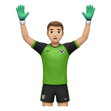soccer goalkeeper green shirt, shorts football boots arms up sticker