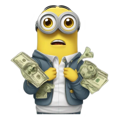 minions with money, wearing gold watches sticker