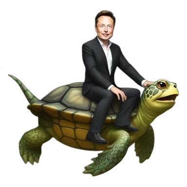 elon musk riding a turtle sticker