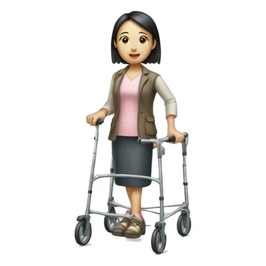 chinese girl with a zimmer frame sticker