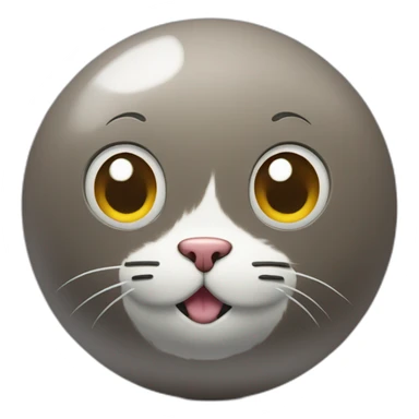 3d sphere with a cartoon Cat skin texture with big thoughtful eyes sticker