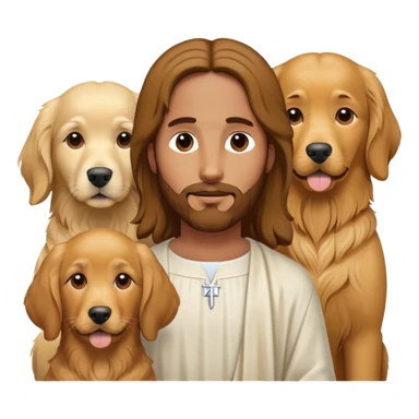  Jesus with 2 golden retrievers. One a brown and the other an all white golden retriever? sticker