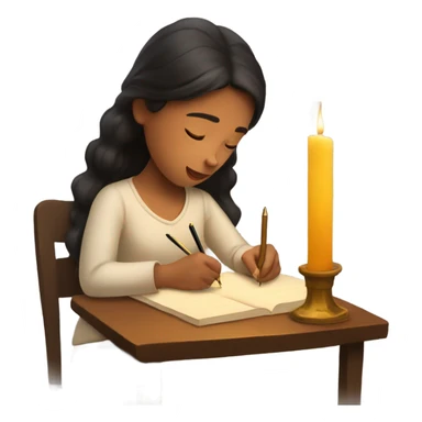 Spanish Girl writing next to candle sticker