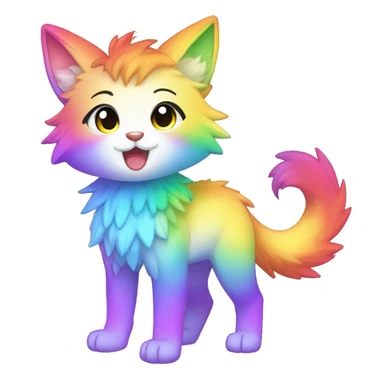Anthro sparkle-rainbow-gradient-shiny-Chibi-style-Fur-Sona-Fakémon Full Body sticker