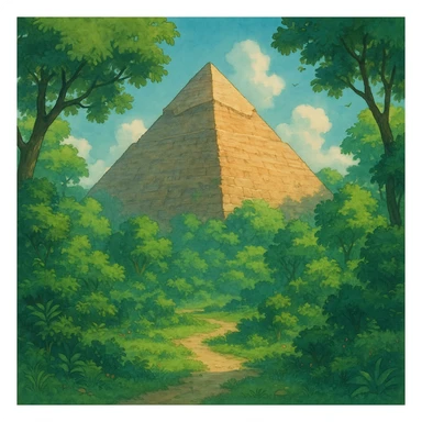 Egyptian pyramid, detailed, beautiful, ghibli style illustration sticker