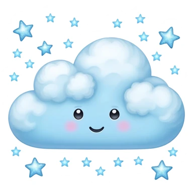 pastel blue cloud with sparkling stars sticker