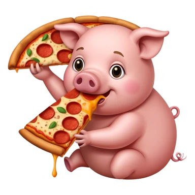 Pig eating pizza sticker