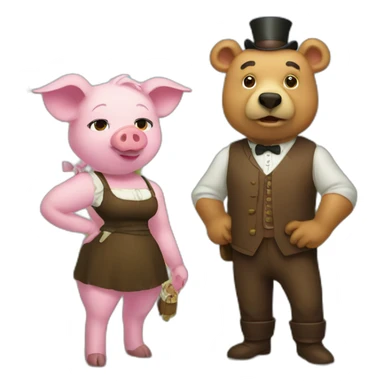 Lady pig and sir bear sticker