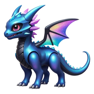 Mechanical Sparkly Glittery Nebulae Beautiful Gorgeous Pretty Pastel Hot Exotic Lush Warm Cute Adorable Colorful Shiny Iridescent Futuristic Modern Cybernetic Toothless-Protogen-Vernid-Fakémon-Pokémon-creature-fusion (full body) sticker