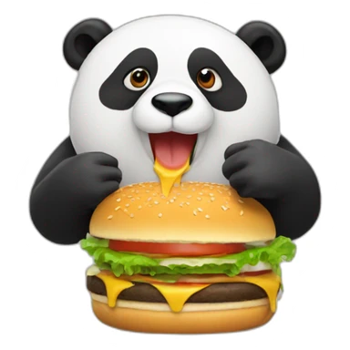 Panda eating burger sticker