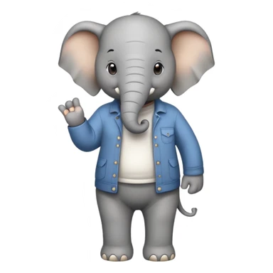 elephant character in casual clothes upright pose sticker