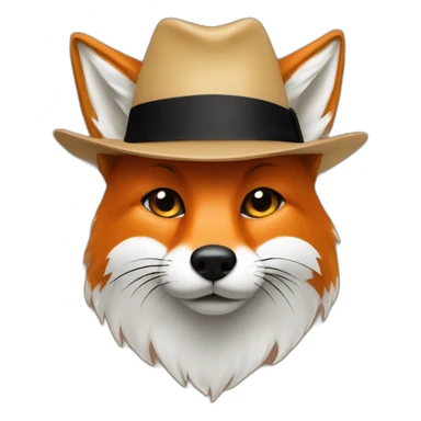fox face with hat and with big black human moustache sticker