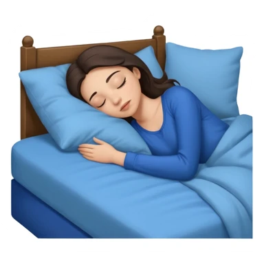 brunette-single-girl-in-blue-bed-sleeping-pretty-eyelashes-light-skin sticker