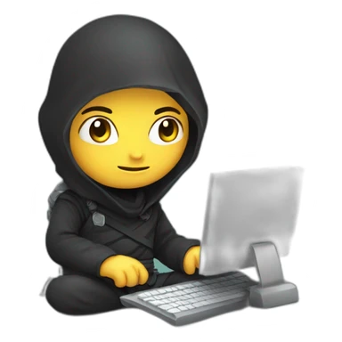 cute ninja Developer with computer sticker