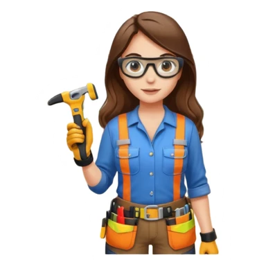 beautiful girl with long brown hair constructing new lounge room area sticker