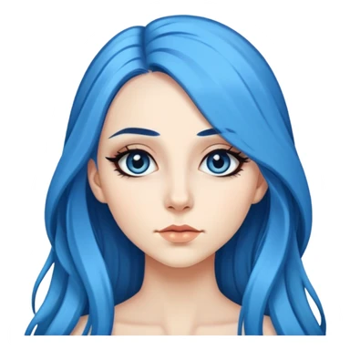 pretty long and blue hair baddie with eyeliner  sticker