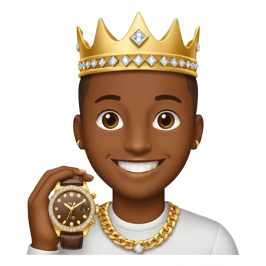 iPhone style emoji showing off his diamond encrusted grill and watch sticker