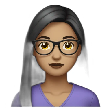teenage girl with dark straight hair, glasses, gown eyes and light skin sticker