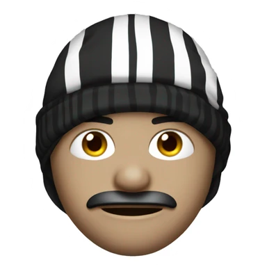 A robber with a black and white striped shirt and a black beanie and a black eye mask. sticker