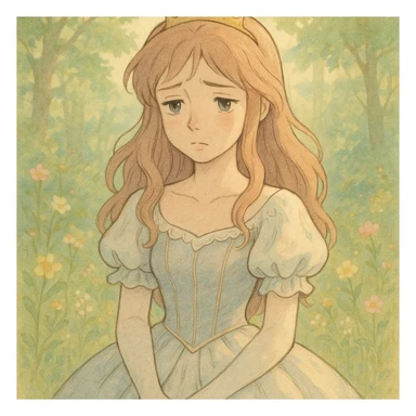 sad princess in ghibli style illustration sticker
