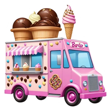 Barbie’s 4wd 1927 racing ice cream with chocolate, nuts and sprinkles dream house food truck  sticker