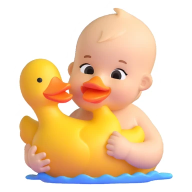baby boy biting rubber duck toy sticker