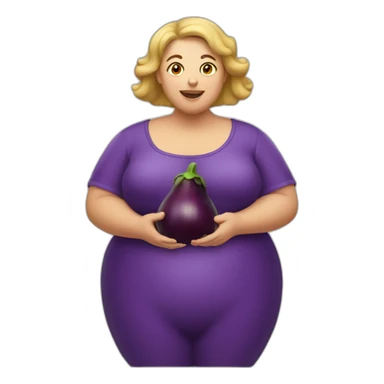 fat woman holding eggplant sticker