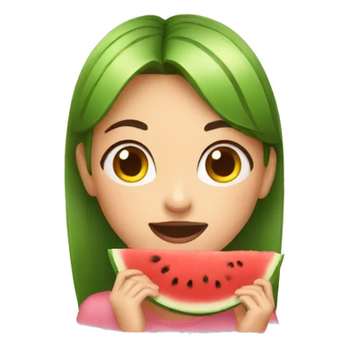 a girl eating watermelon abnormally sticker