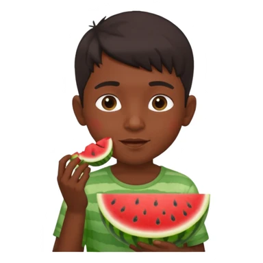 Indian boy eating watermelon  sticker