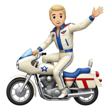 Evel Knievel on a motorcycle jumping over 20 school buses sticker