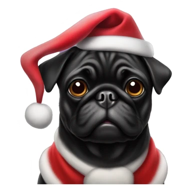 Black pug dressed as Santa   sticker