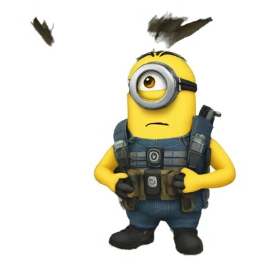 A Minion in survival gear under a tree    sticker