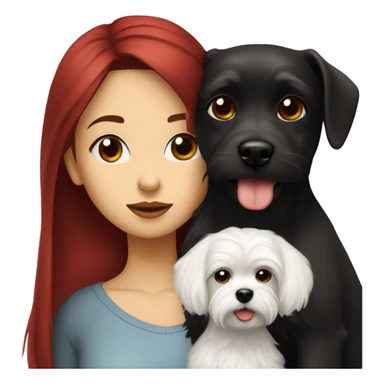 Dark-red-haired girl kiss her Maltese-Black-dog sticker
