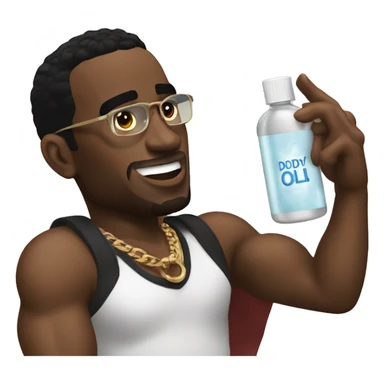 P.diddy holding a body oil bottle  sticker
