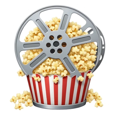 Film reel with popcorn sticker