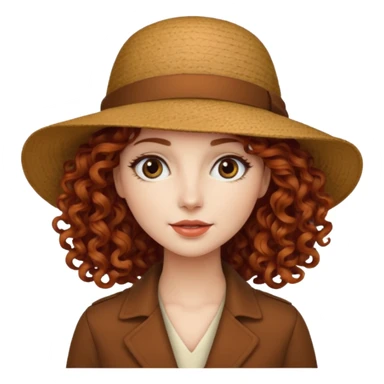 a woman with hat and have long curly hair sticker