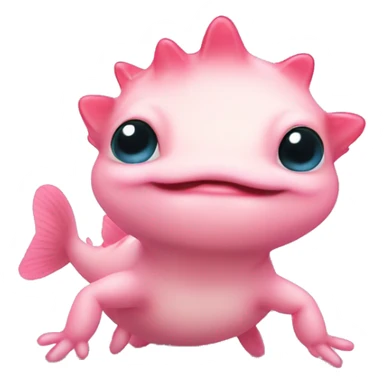 Cute little baby Axolotl with hearts sticker