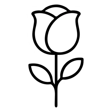 black rose, outlined icon style, no fill, minimal and elegant sticker