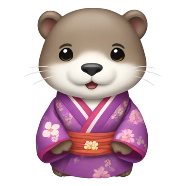 A cute otter wearing traditional Korean hanbok for Korean holidays, visible only up to its neck. sticker