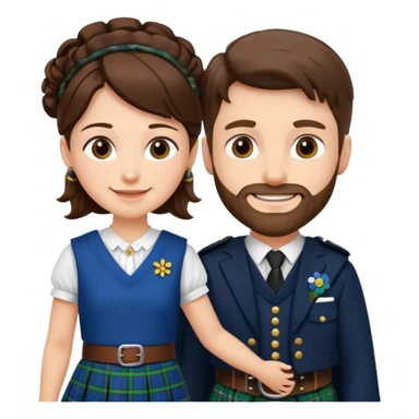 scottish man in kilt with brunette wife sticker