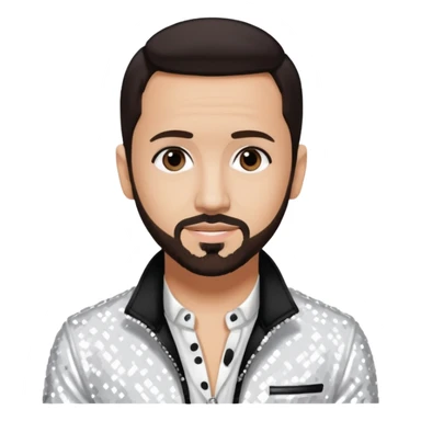 AJ McLean from Backstreet Boys with dark brown hair, white sequin outfit sticker